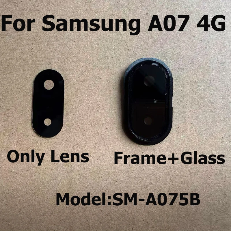 For Samsung Galaxy A07 4G Back Camera Lens Rear Main Camera Glass Cover with Frame Bezel Flash Lamp Replacement A075B