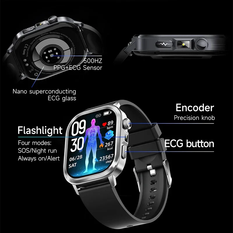 2025 New ECG+HRV AI Health Diagnose Smartwatch Men Women Sleep Clock Blood Lipid BP Uric Acid Heart Rate Tracker IP68 Smartwatch - view 4
