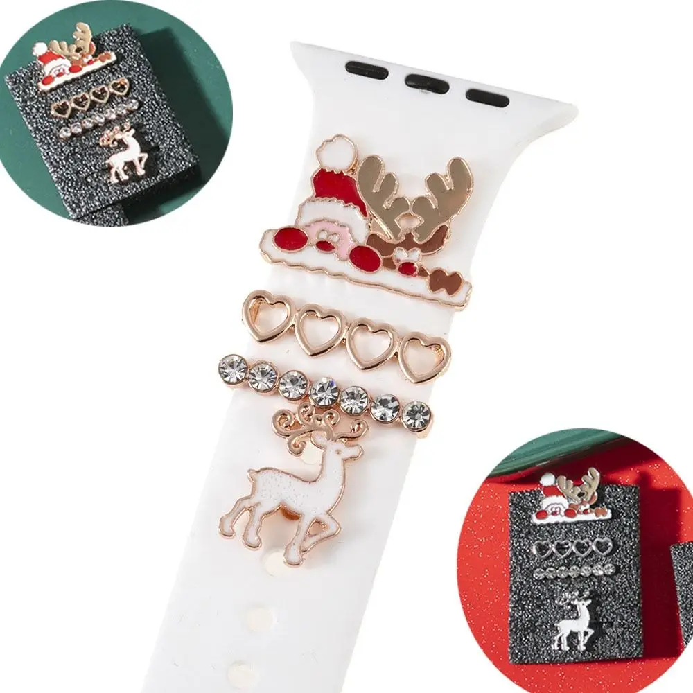 Metal Christmas Watch Band Ornament Decorative Tool Fashion Wristbelt Charms Santa Elk Strap Accessories for Apple Watch Band