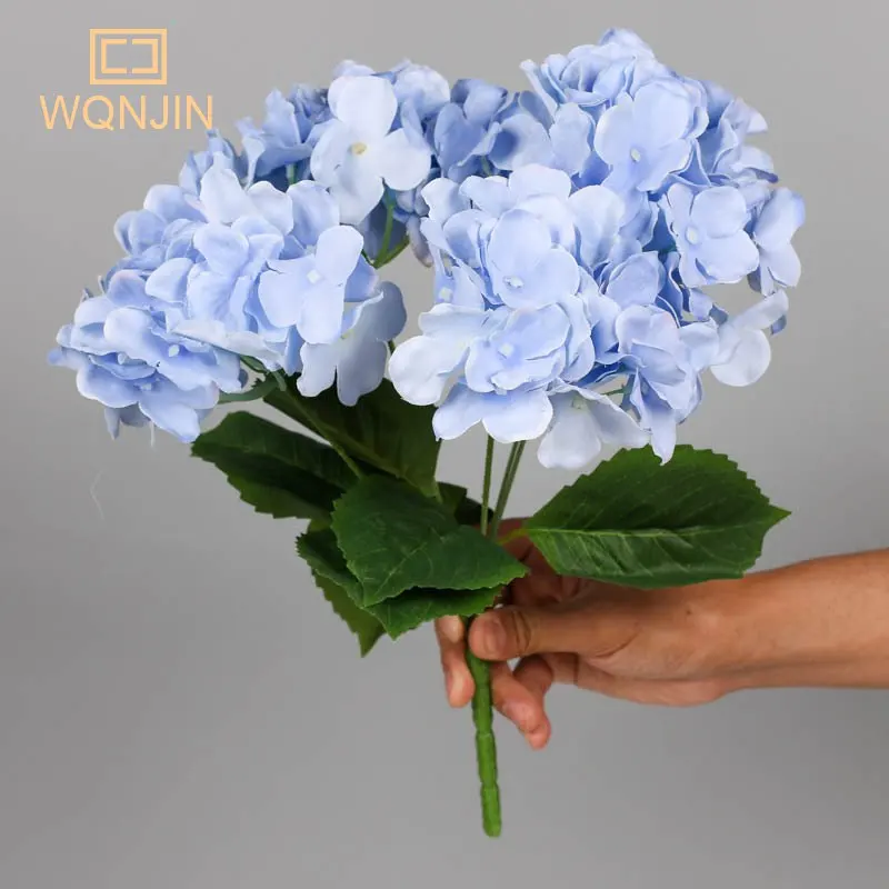 WQNJIN 5-köpfe Hortensienstrauß aus Seide, künstliche Blumen für Party, Hochzeit, Wohnzimmer, Dekoration, Zubehör, Heimdekoration – Detail 11