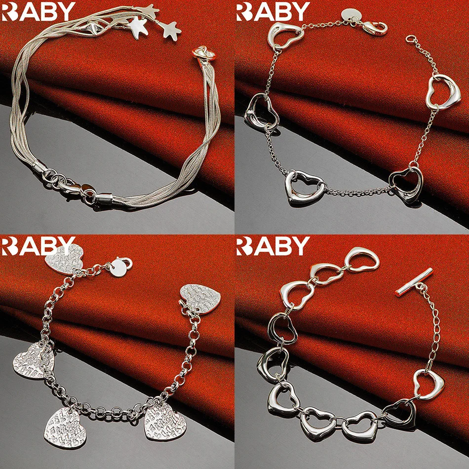 

URBABY 925 Sterling Silver Geometric Bracelet Anniversary Gift Popular Wild Fashion Romantic Jewelry