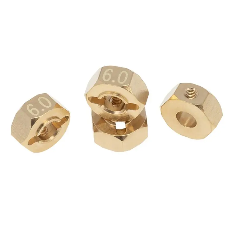 WOTT-2X Brass 12Mm Hex Wheel Hub Extended Adapter For Axial SCX10 III CC01 WRAITH RR10 Redcat GEN8 1/10 RC Crawler Car,6Mm