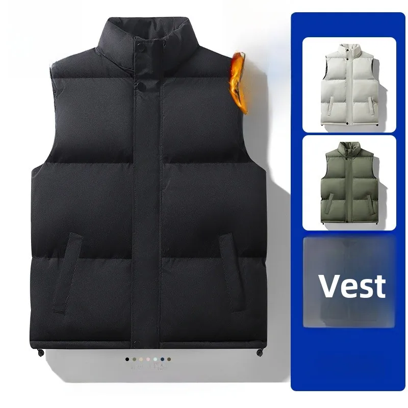 

Paul Winter Men's Svel Cotton Vest Stand Collar Sports Jaet Youth Casual Zipper oulder Pad Vest Thiened Autumn Wi...