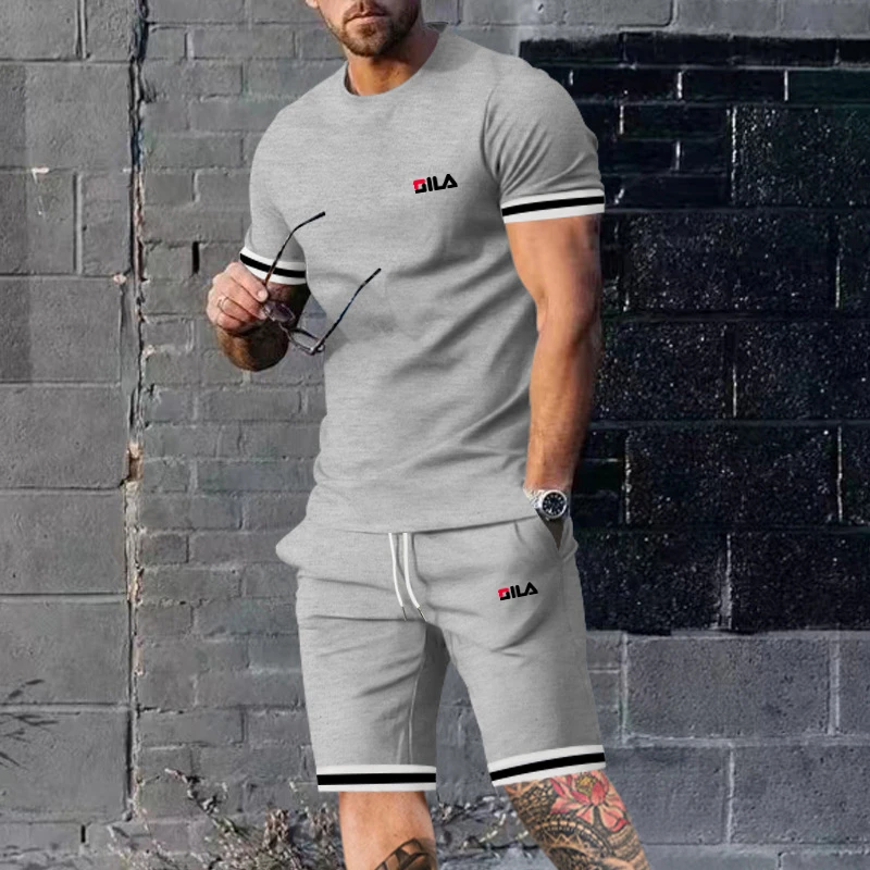 Summer New Brand T-shirt Fashion Men\'s Sportswear Short Sleeved T-shirt + Sports Shorts Casual Jogging Suit Men\'s Two-piece set