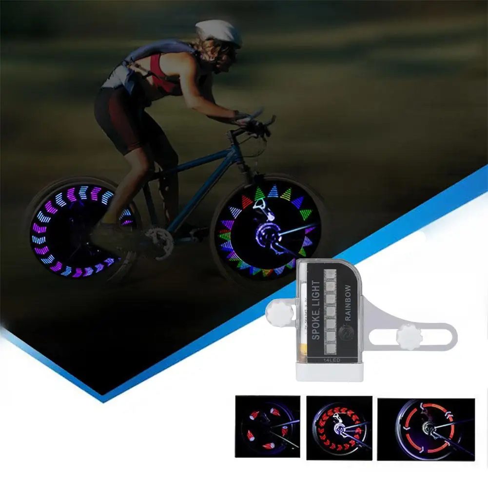 Bicycle Wheel Light 14 Rgb Leds Bike Spoke Lamp Cycling Light Patterns Sensor Movement Colorful Lantern 30 Signal Warni B1b8