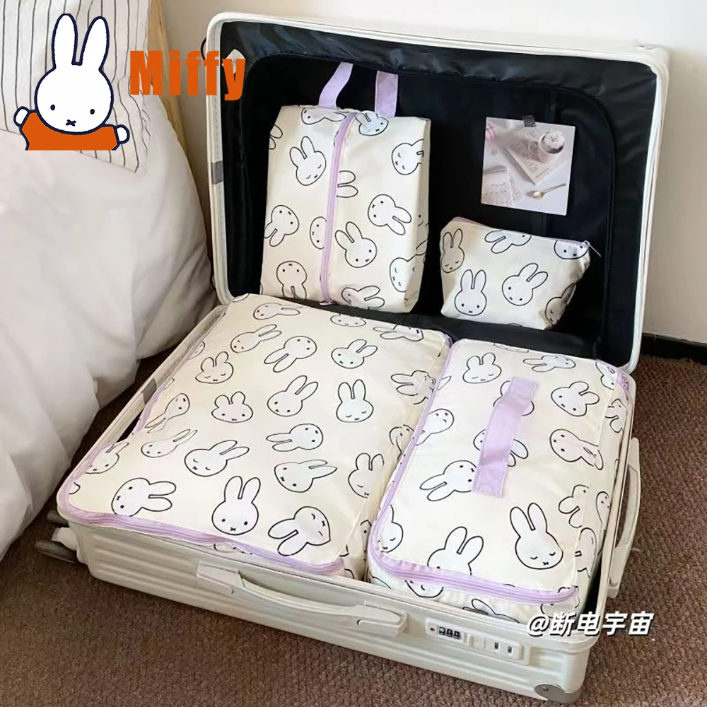Kawaii Miffy حقيبة تخزين السفر لطيف أرنب سستة مربع حقيبة الأمتعة المنظم الملابس المحمولة الملابس الداخلية الحقيبة فتاة هدية #1