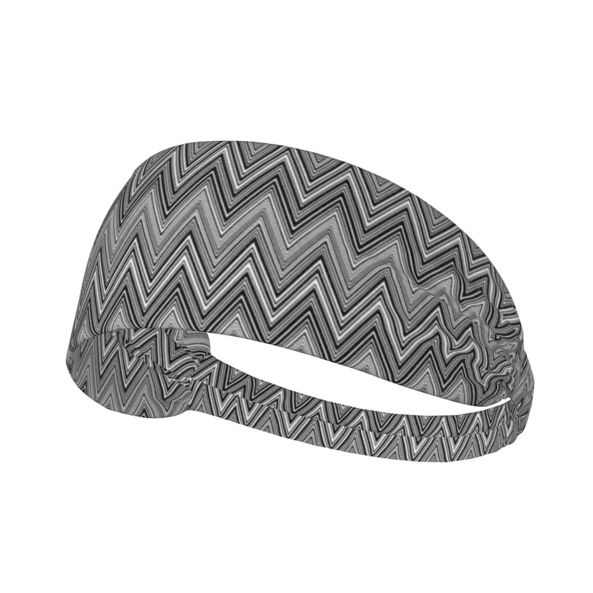 Custom Home Zig Zag Patterns Grey White Sport Headband for Cycling Non Slip Elastic Boho Chic Zigzag Moisture Wicking Sweatband