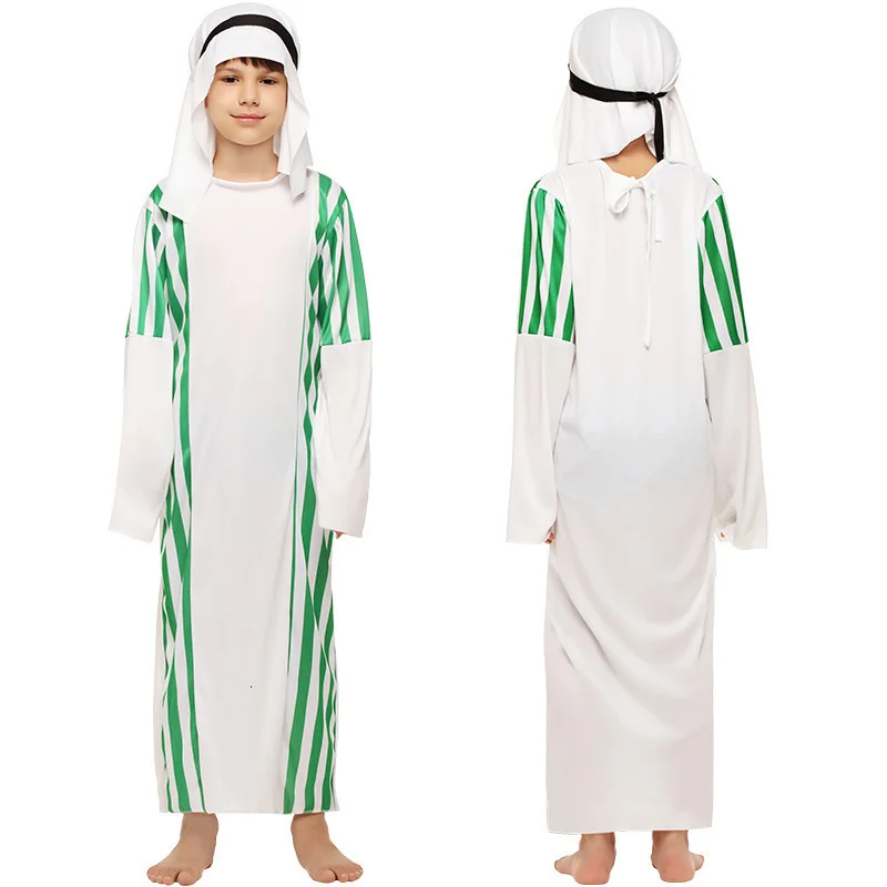 Disfraz de Halloween, vestido de Carnaval de Nochevieja, vestido árabe, manto de keffiyeh, disfraz de chief tribe para niños, fiesta blanca