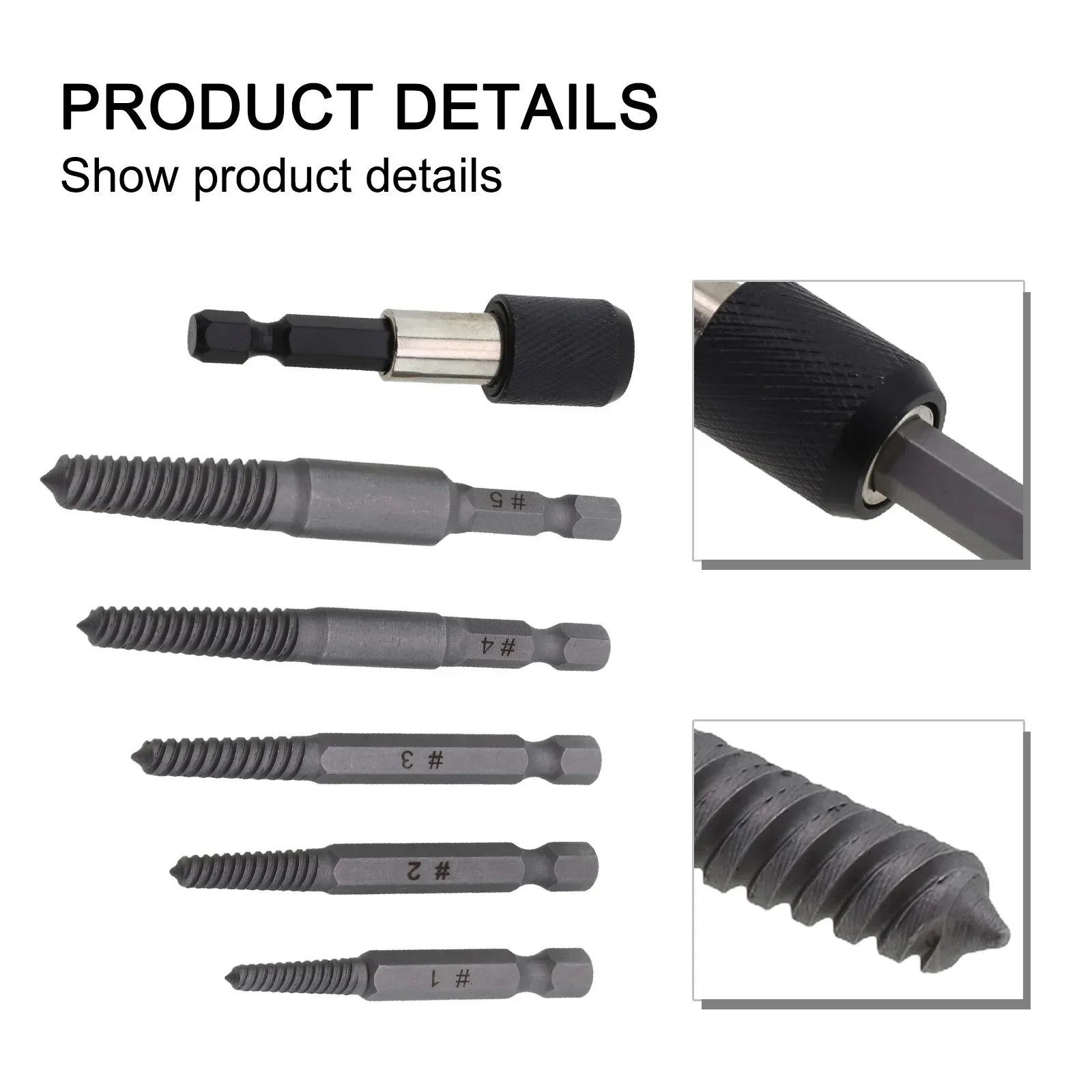 6 Pcs Stud Screw Extractor Remover Set Broken Damaged Pipes