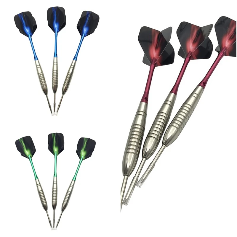 New 3/6 Pcs Steel Pointed Darts 22g Professional Throwing Silver Darts Barrel Aluminum Shafts Flights  ﻿