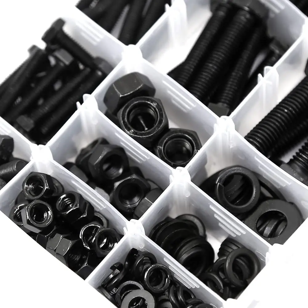 

224 PCS M6, M8, M10 heavy-duty bolts and nuts combination kit includes 8 common sizes of alloy steel with grade 8.8