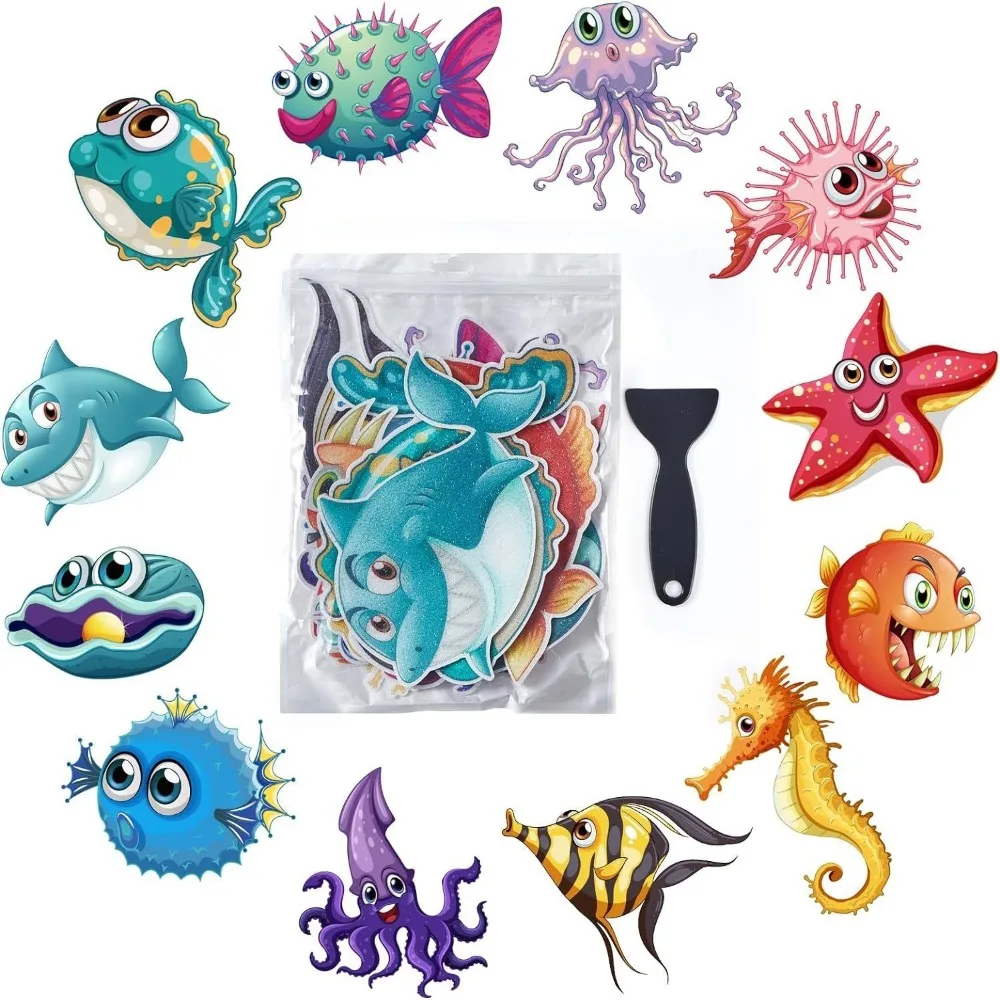 مكافحة زلة PEVA عدم الانزلاق حوض الاستحمام المقرب 3.99*3.93 بوصة مع 1 مكشطة حمام حوض زلة ملصقات زهرة درج عدم الانزلاق المقرب الدرج