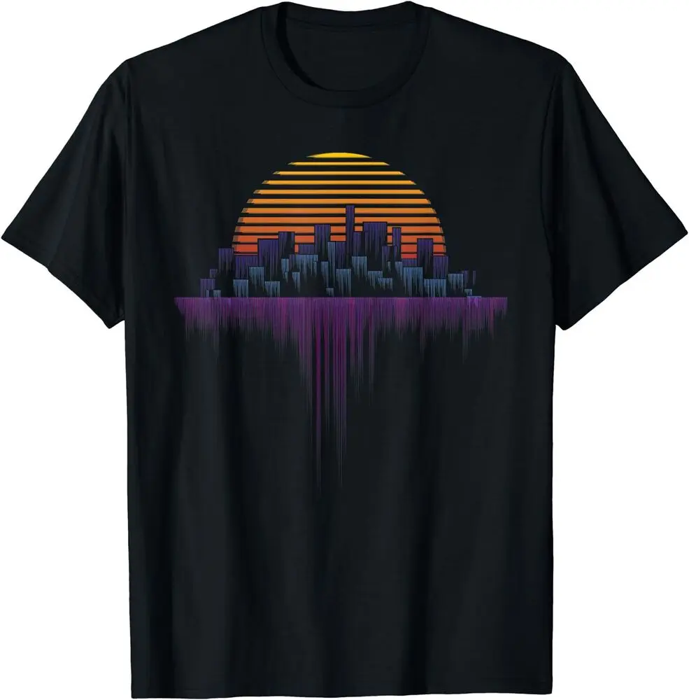 Synthwave Outrun Vaporwave City Sunset Aesthetic T-Shirt Size S-5XLHigh Quality 100%Cotton Short Sleeve