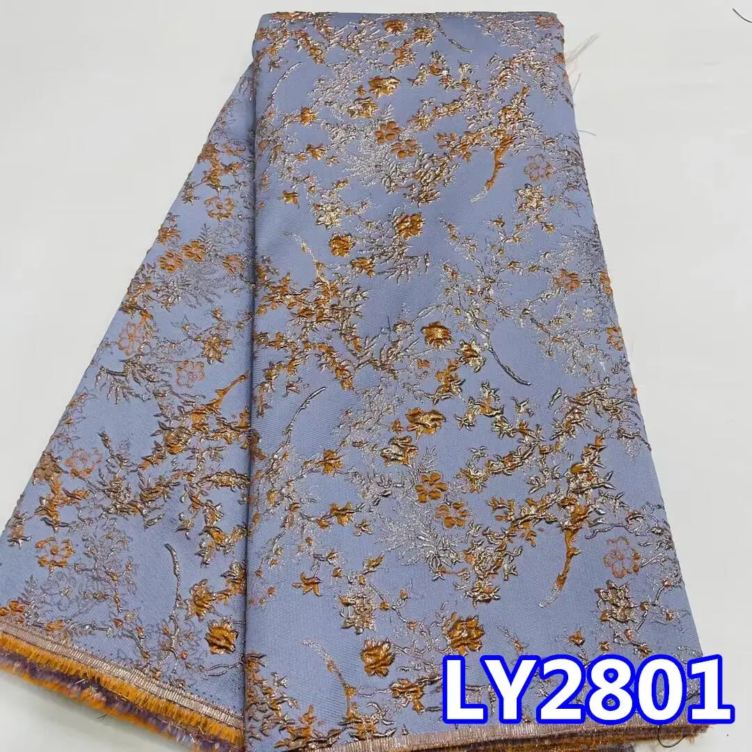 Jacquard Brocade Lace Fabric Materials 2023 High Quality African Nigerian Organza Lace Fabric For Woman Party Dress Sew LY2801