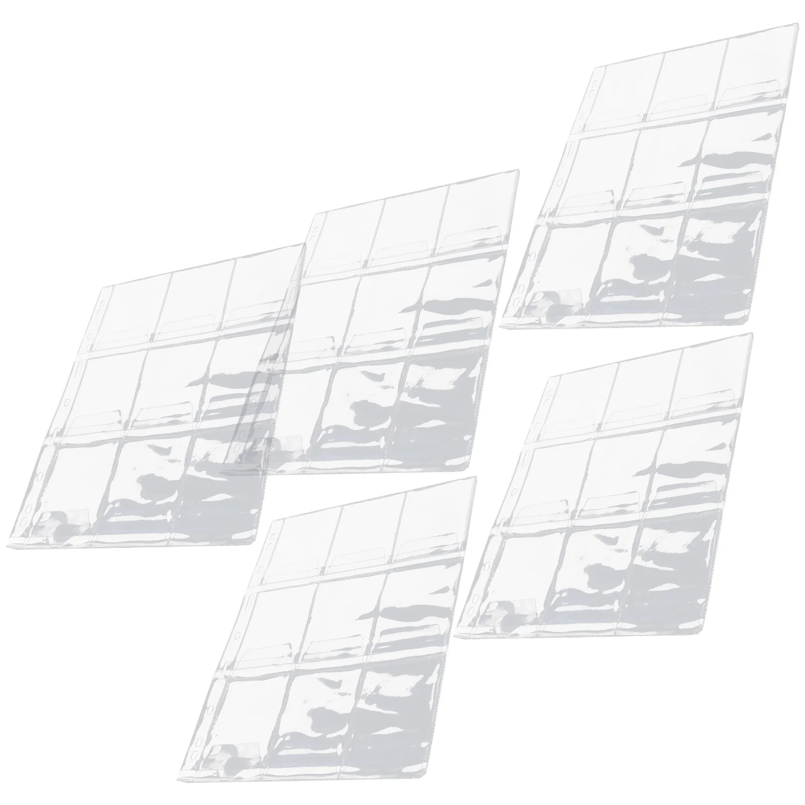 5 pçs caixa de moedas página interna titular páginas design transparente para três anel fichário armazenamento álbum numismático suprimentos plástico