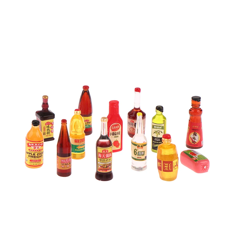 5Pcs Miniature Dollhouse Kitchen Condiment Oil Vinegar Soy Sauce Detergent Model For Dollhouse Accessories Decoration