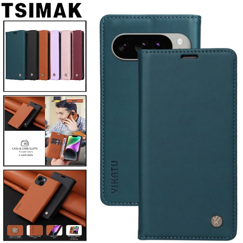 Business-Ledertasche für Google Pixel 10 Pro XL 9 8 6 7 6A 7A 8A 9A Pixel 8 Pixel 9 Pixel 10 Starker Magnet Flip Wallet Card Cover
