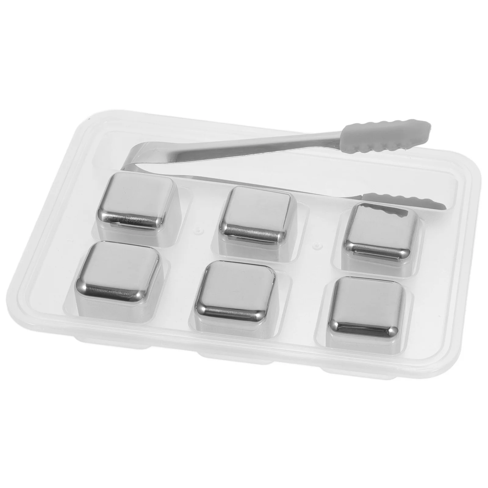 

1 Set Stainless Steel Ice Cubes Reusable Non-Melting Whiskey Rocks Cooling Stones For Wine Beverages Drink Chiller Set Tongs