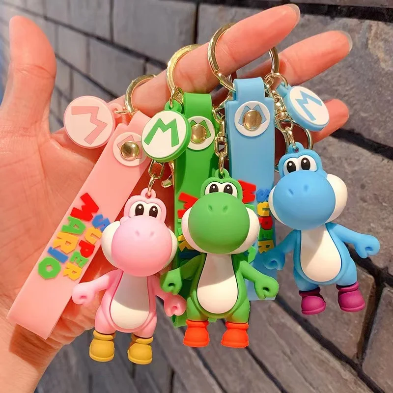 Super Mario Anime Figure Yoshi Kawaii Five Colors PVC Keychain Bag Keyring Ornament Accessories Children's Toys Birthday Gifts