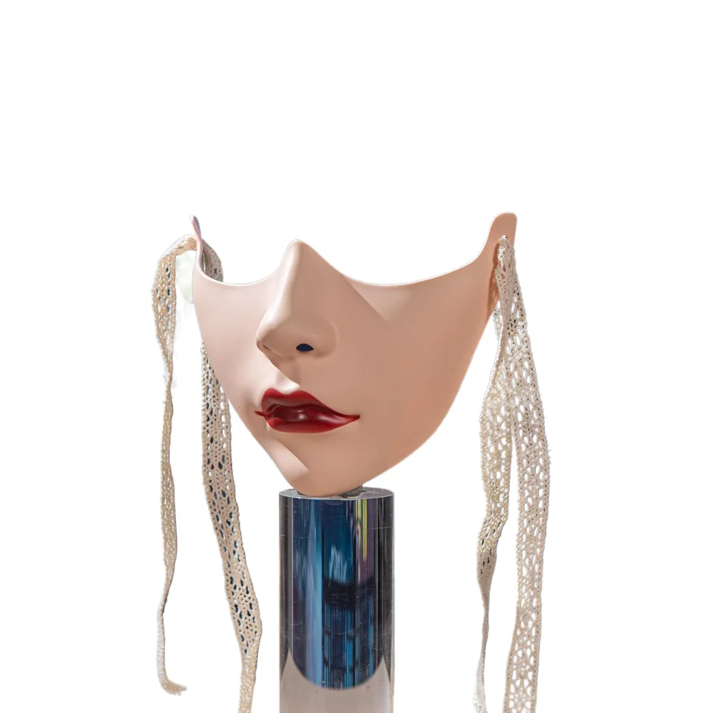 Red Lip Half-face COS Beauty Props Decoration Collection Half-face Decoration Mechanical Wind Adult Men's and Women's Masks