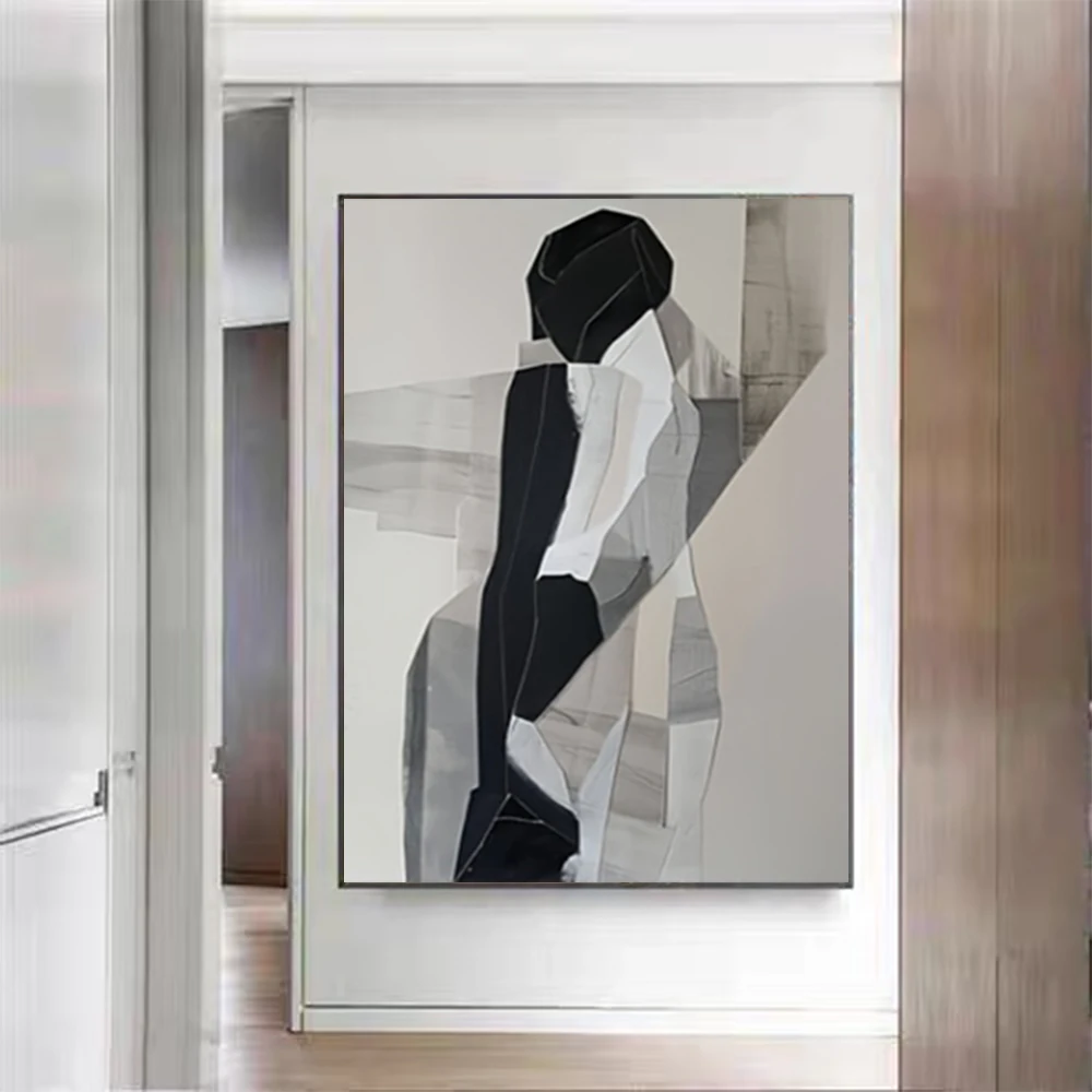 Abstract Knife Paint On Canvas Art 100% Handmade modern Oil Paintings Black and white Wall Picture For Living Room Home Decor