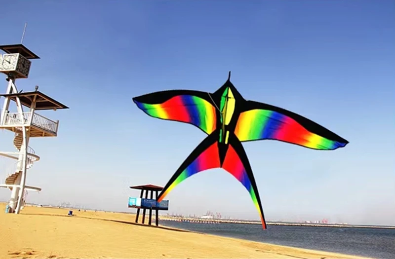 Großer Regenbogen-Vogel-Drachen für Kinder, Drachen, Nylon-Spielzeug, fliegender Drachen, Kinder-Drachenlinie, Kinder-Außen-Fliegen-Drachen, Schmetterlinge, fliegendes Luftgewehr