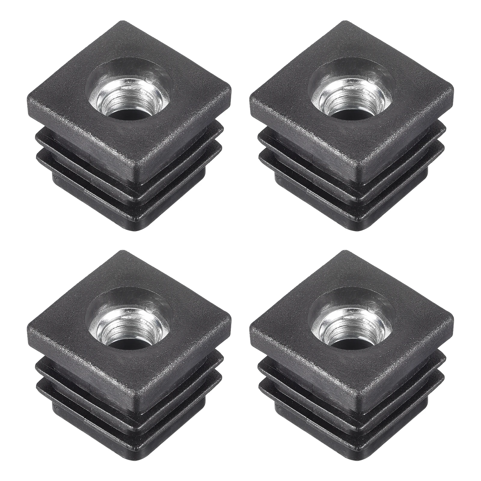 

4Pcs Inserts for Square Tubes with M8 Thread for 0.98"x0.98" OD Square Tube Square Black Plastic Plug Caster Chair End Caps