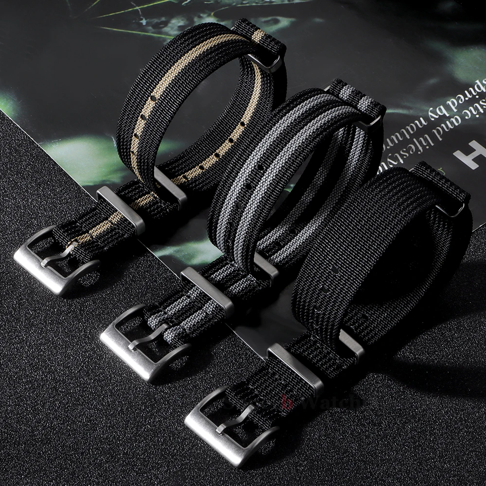 Cinturino a costine per cinturino di ricambio in tessuto balistico militare 18mm 20mm 22mm Accessori per cinturini in nylon di qualità premium