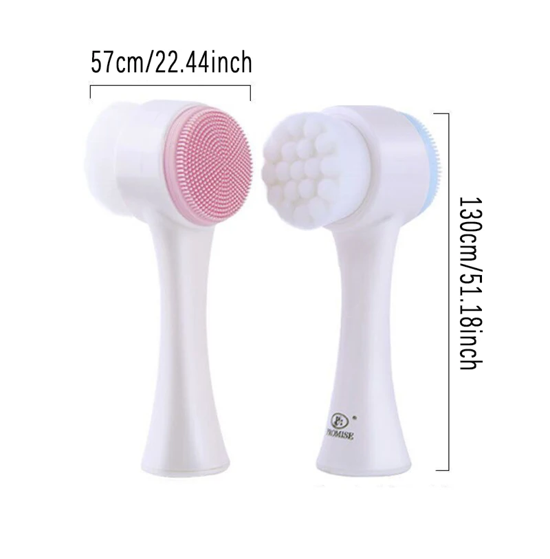 Escova de Limpeza Facial de Silicone Dupla Face Manual para Esfoliação Profunda e Massagem – Ferramenta para Cuidados com a Pele