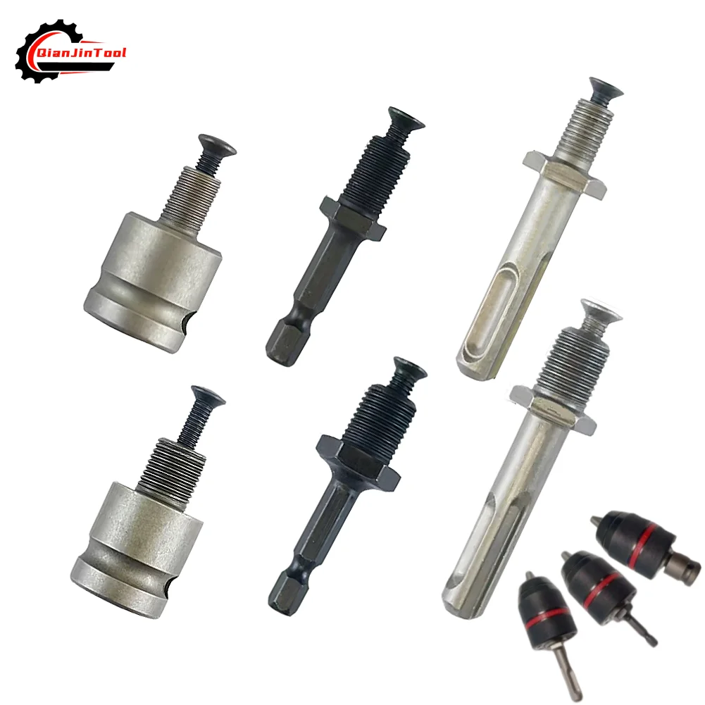 Drill Chuck Quick Change Adapter 1/2-20UNF 3/8-24UNF Thread Impact Wrench Conversion SDS-Plus Hex Socket Square Female Adapter