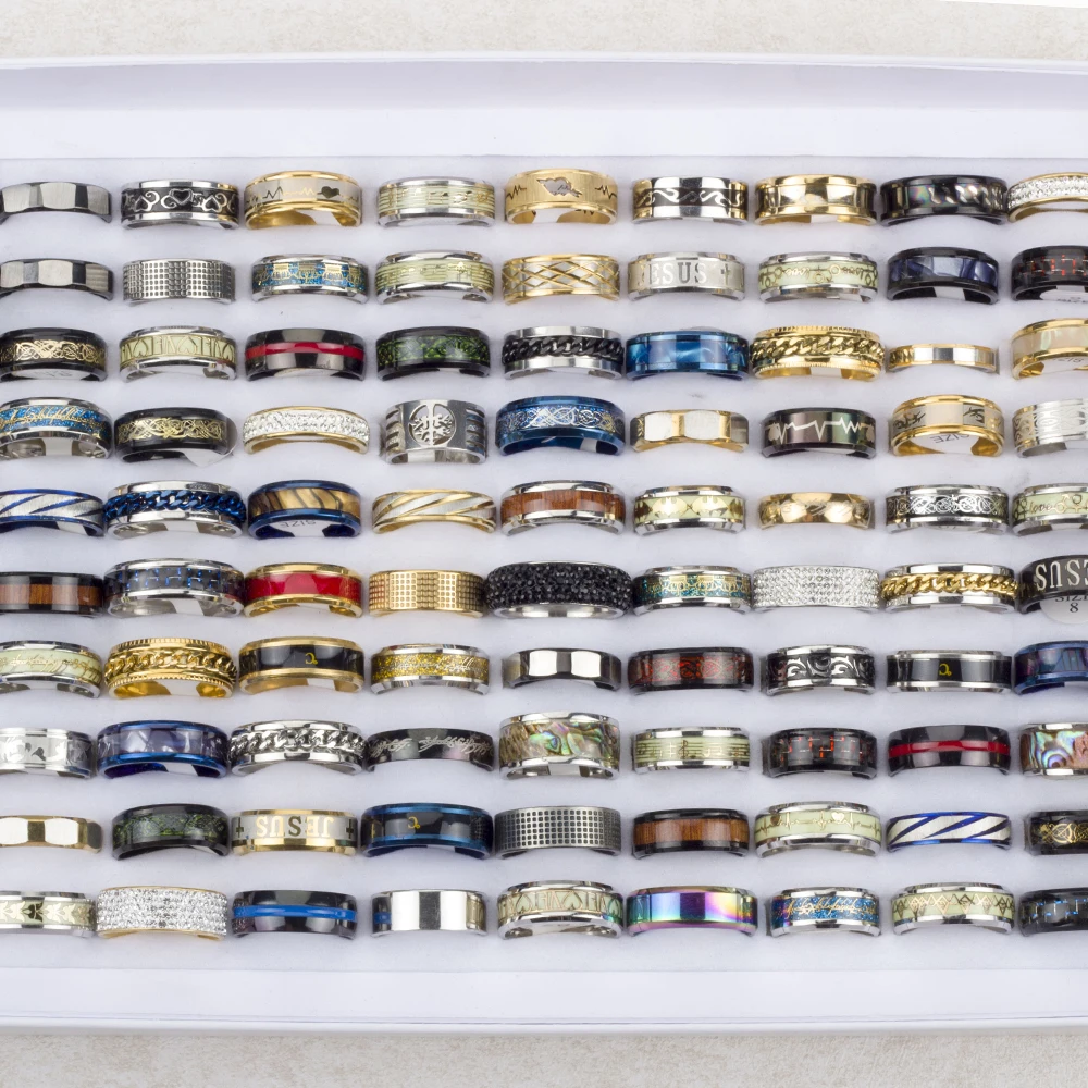 20 Pcs/lot High Quality Stainless Steel Rings for Men Women Fashion Jewelry Mix Styles Party Gifts Wholesale Jewelry