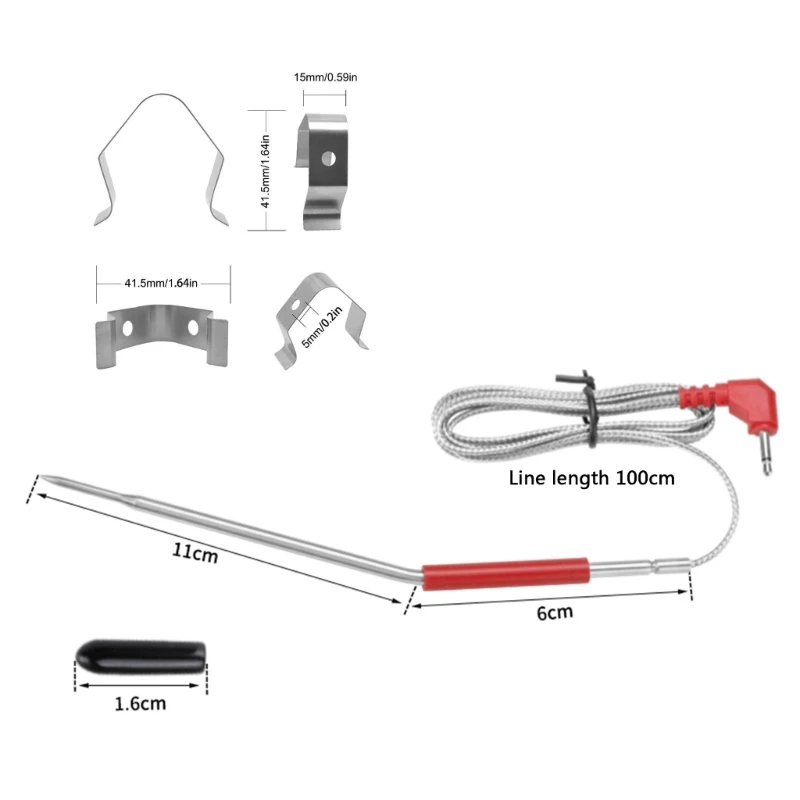 Thermometer Probe Thermometer Probe with BBQ Probe Holder Clip Dropship