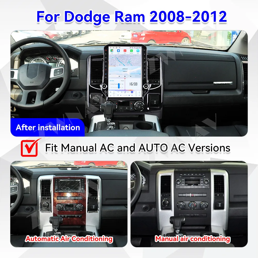 14.5 Inch Android Radio GPS Navigation Carplay for DVD Player Touch Screen For Dodge Ram 2008-2012 Dashboard Built-In DSP