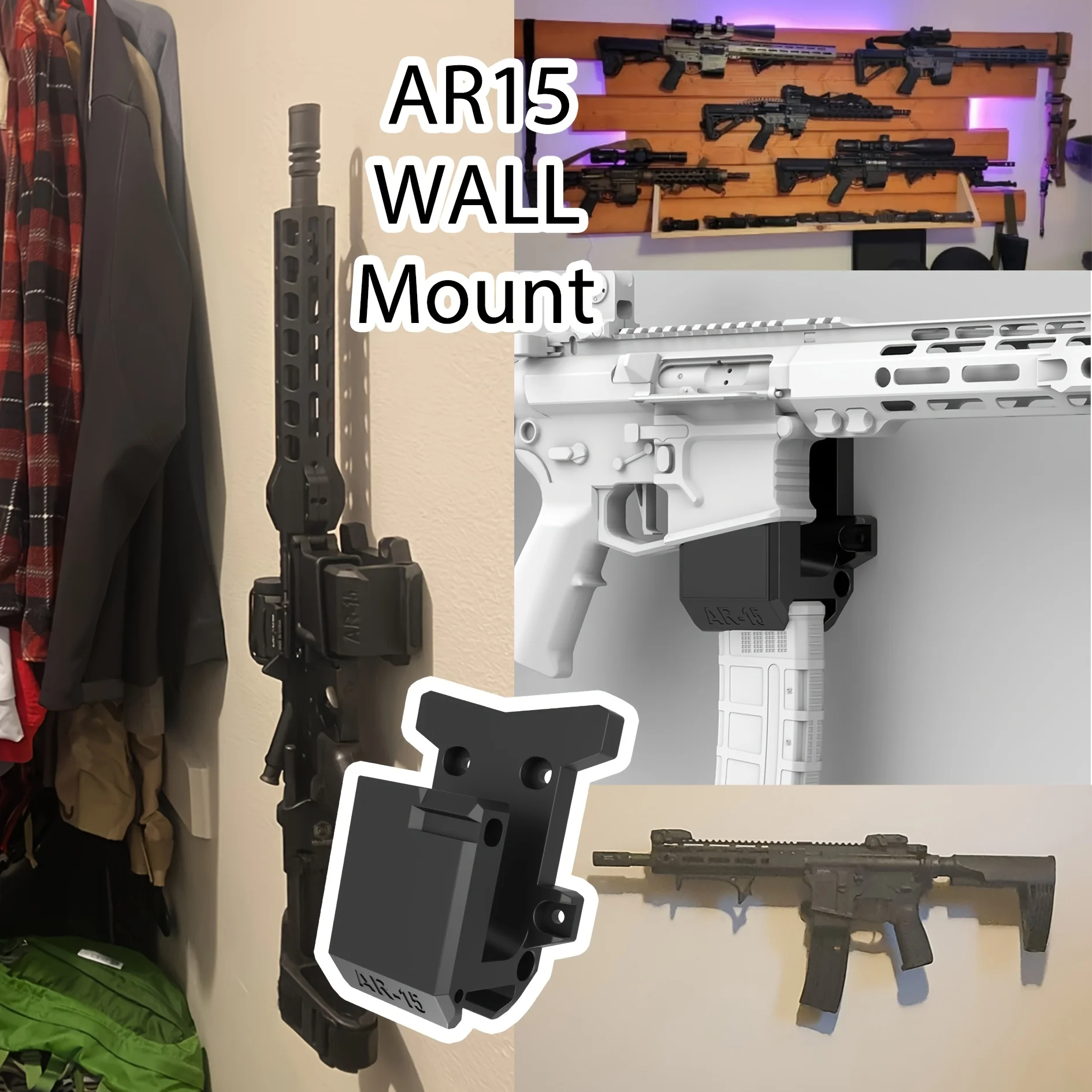 

Wall Mount Gun Rack 223/5.56 Rifle With Magazine Holder Solid PA Material Display Storage Organization shelf For Rifle Display