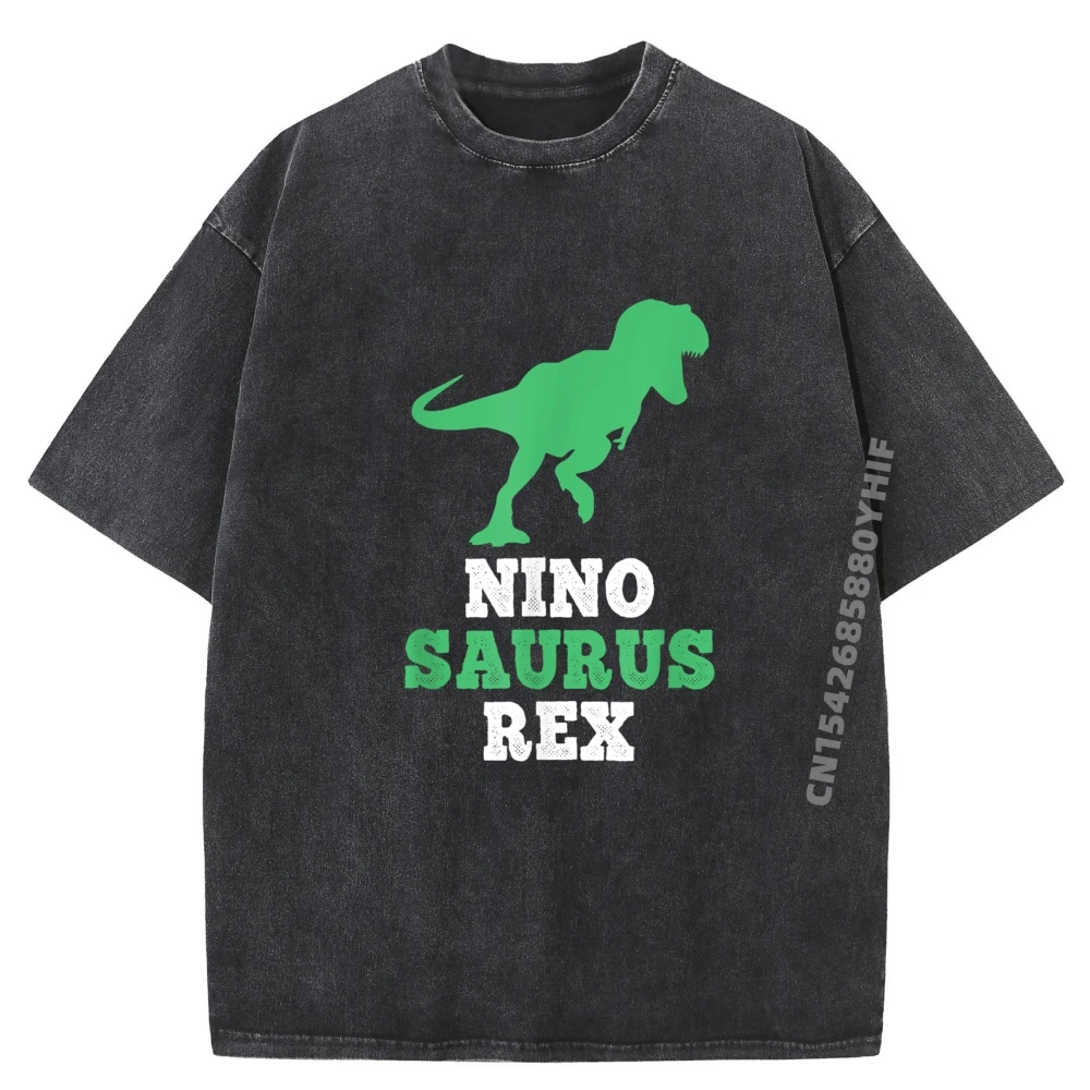 

Nino Saurus Rex Dino Dinosaur Ninosaurus Funny Mens Clothing Plus Size Winter Men's Shirt Retro Washed T-shirt Christmas