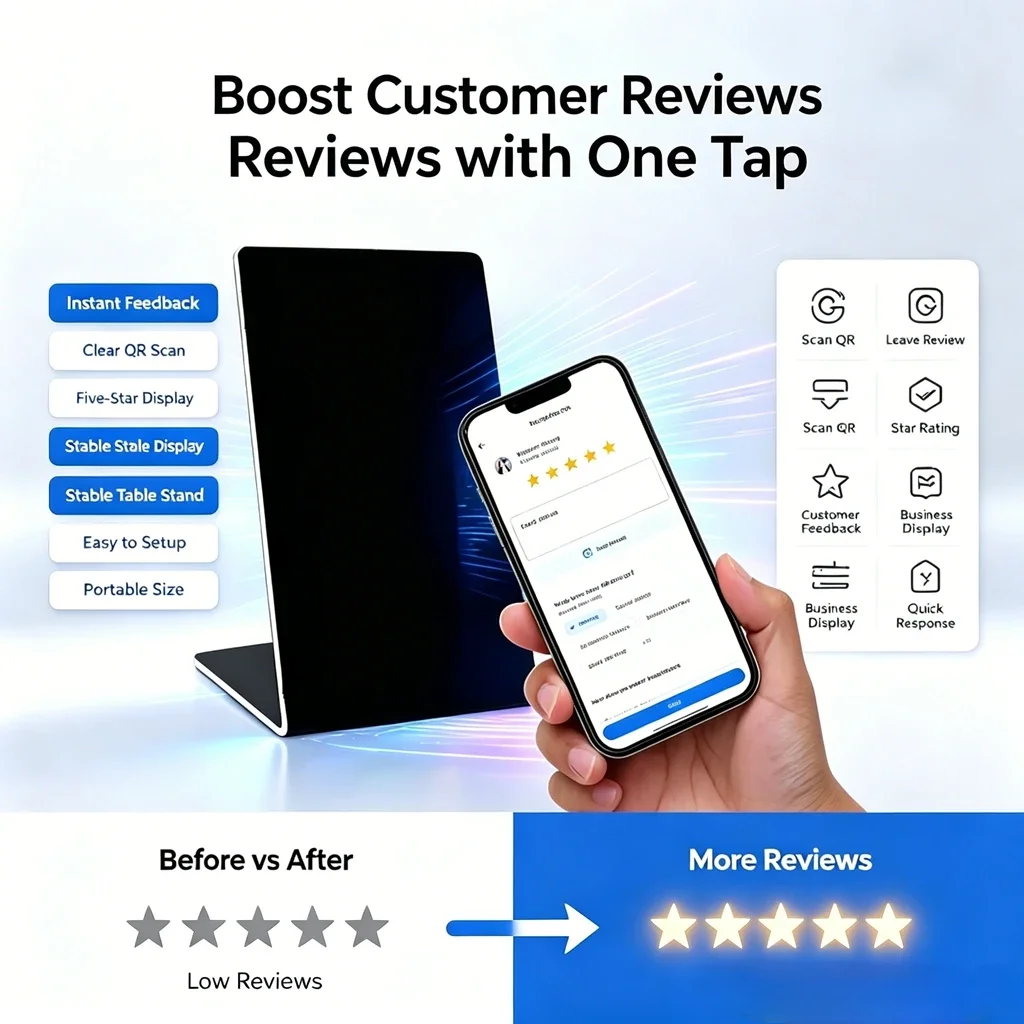 DIXSG RFID NFC QR code Google Review stand display White Black Blank Pattern 13.56MHz NFC215 chip 504Bytes stand display