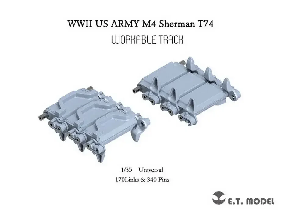 ET MODEL  P35-090 1/35 Scale WWII US M4 Sherman T74 Workable Track (3D Printed)