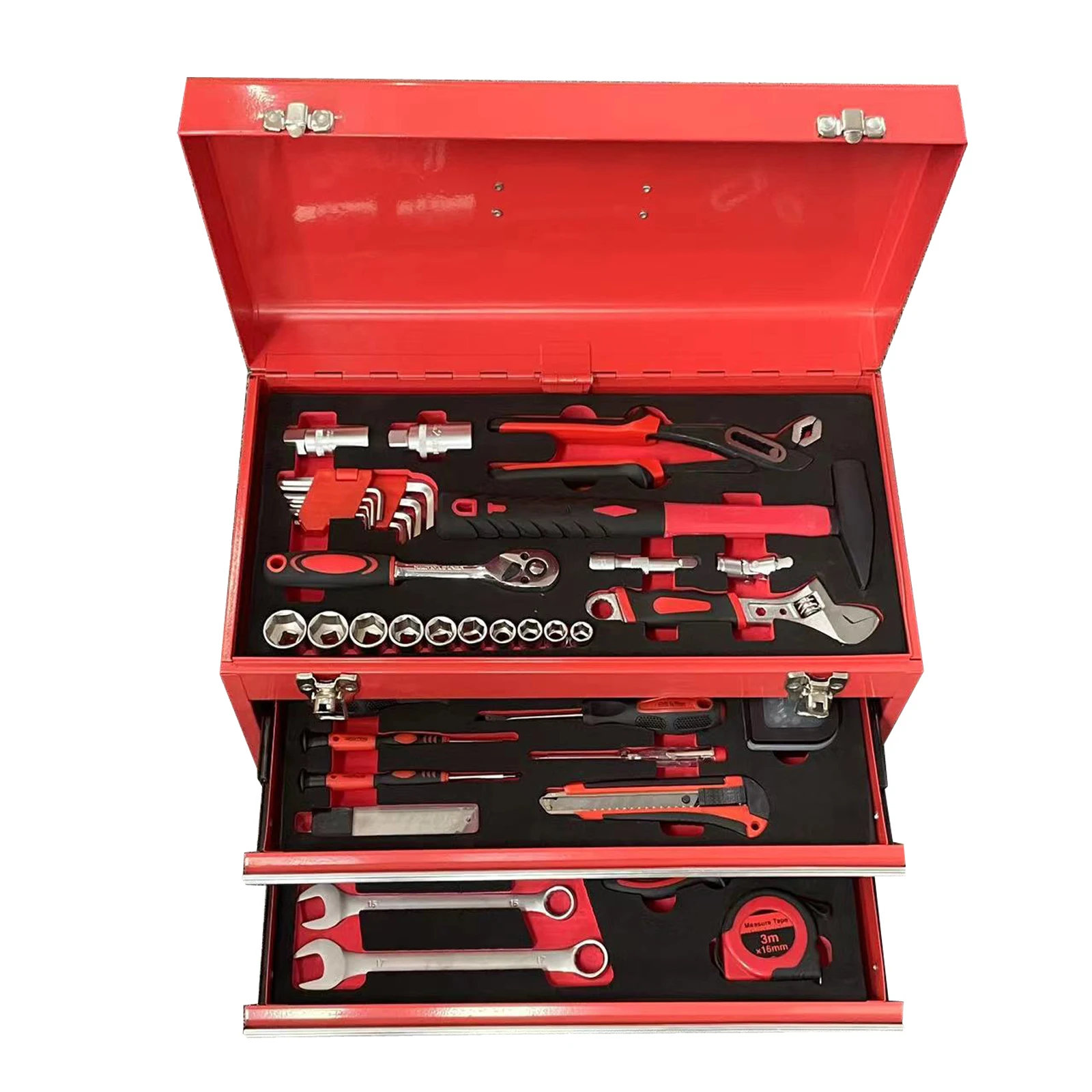 78-piece Three-layer Drawer Red Iron Box Tool Set Carbon Steel CRV Supports Custom Heavy-duty Manual Power Tool Set Vde