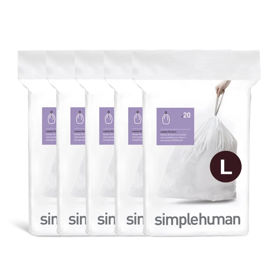 

Code L Custom Fit Drawstring Trash Bags in Dispenser Packs 100 Count 18 Liter/ 4.7 Gallon White Ideal for Kitchen Bathroom Offi