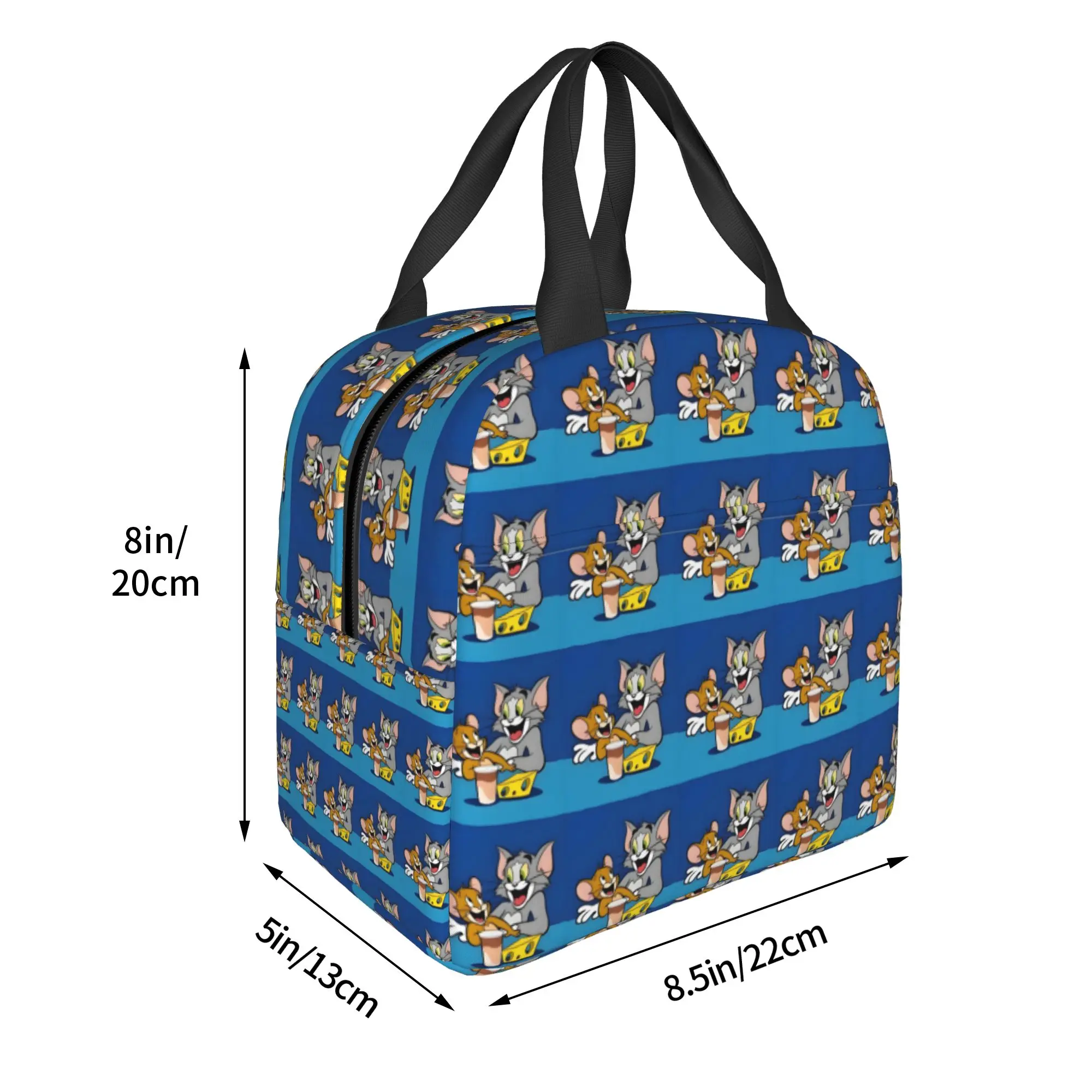 Custom Happy T-Tom And J-Jerry Portable Lunch Boxes Women Waterproof Cartoon Thermal Cooler Food Insulated Lunch Bag Office Work view 4
