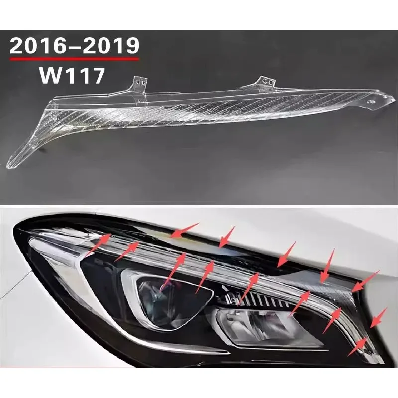 For 2016-19 Benz CLA  W117 Headlight Eyebrow Panel CLA Headlight Transparent Decorative Panel Inner Component Guide Plate