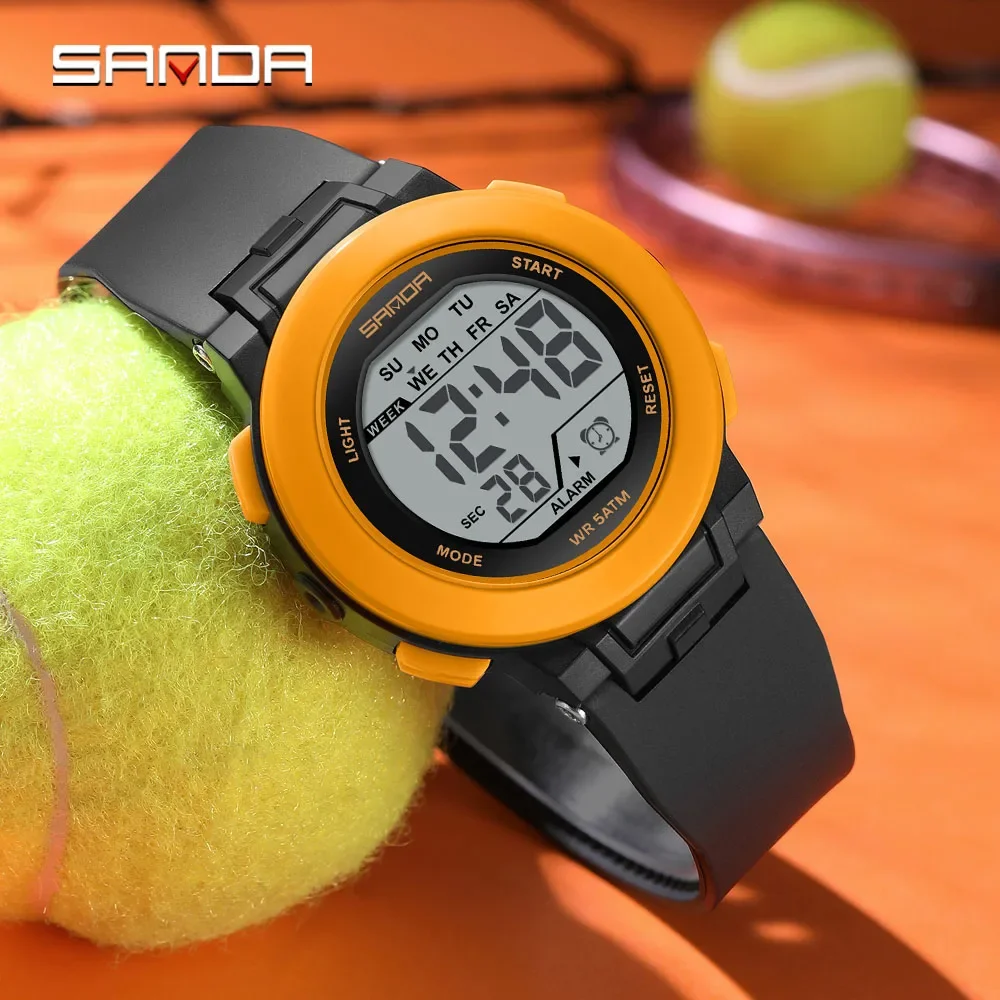 SANDA 2026 new multifunctional color light watch for high school students' sports, men's and women's electronic watches