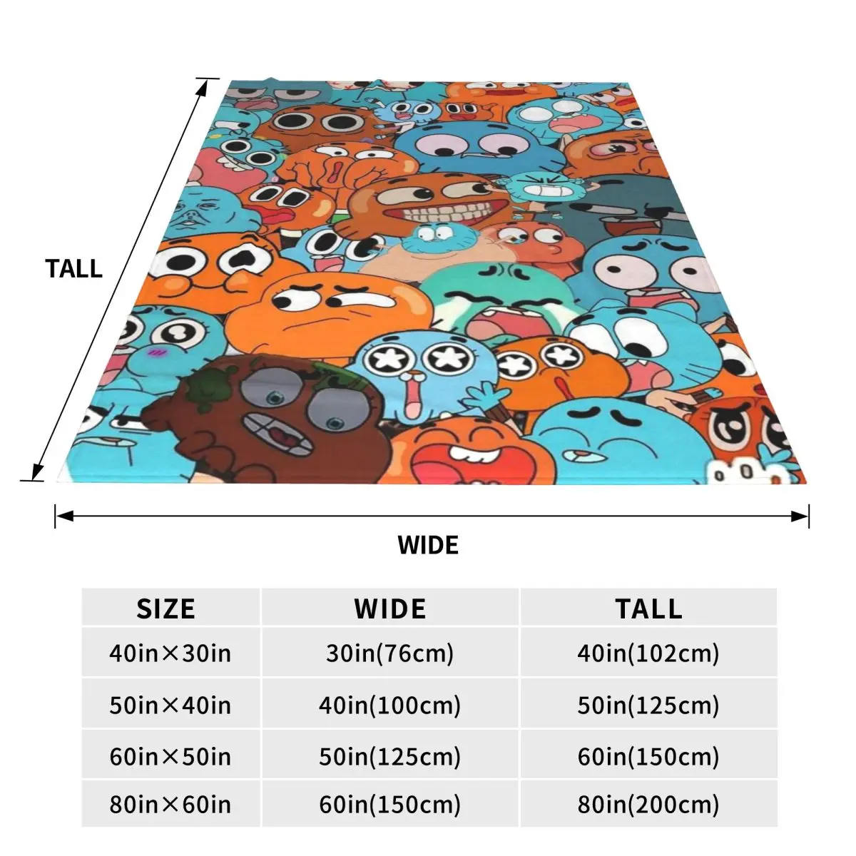 Lovely Gumball Cartoon Game Blankets Soft Warm Flannel Throw Blanket Bedding for Bed Travel Home Sofa