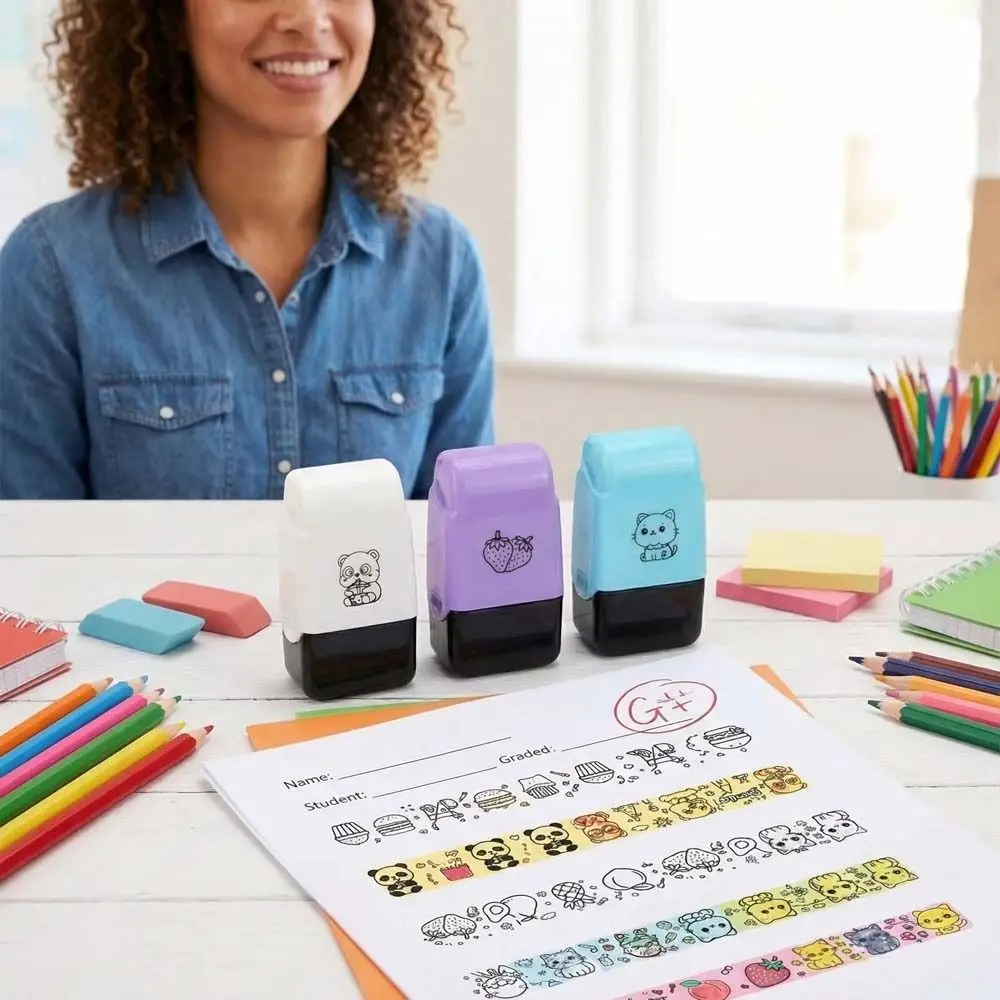 

Drawing Doodle Graffiti Animals Rolling Stamp DIY Handcraft Roller Sealing Cartoon Roller Seal Fruit Panda