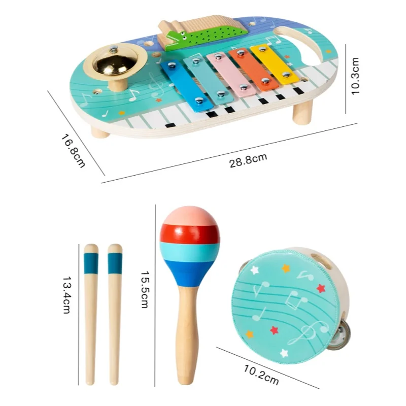 モンテッソーリ木製楽器おもちゃセット多色木琴赤ちゃん子供パズル木製マレット早期学習ゲーム