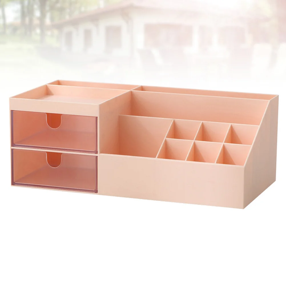 Plastic Storage Box Pink Desktop Organizer Compartments Office Makeup Holder Cosmetics Storage Box Tidy Table Sundries