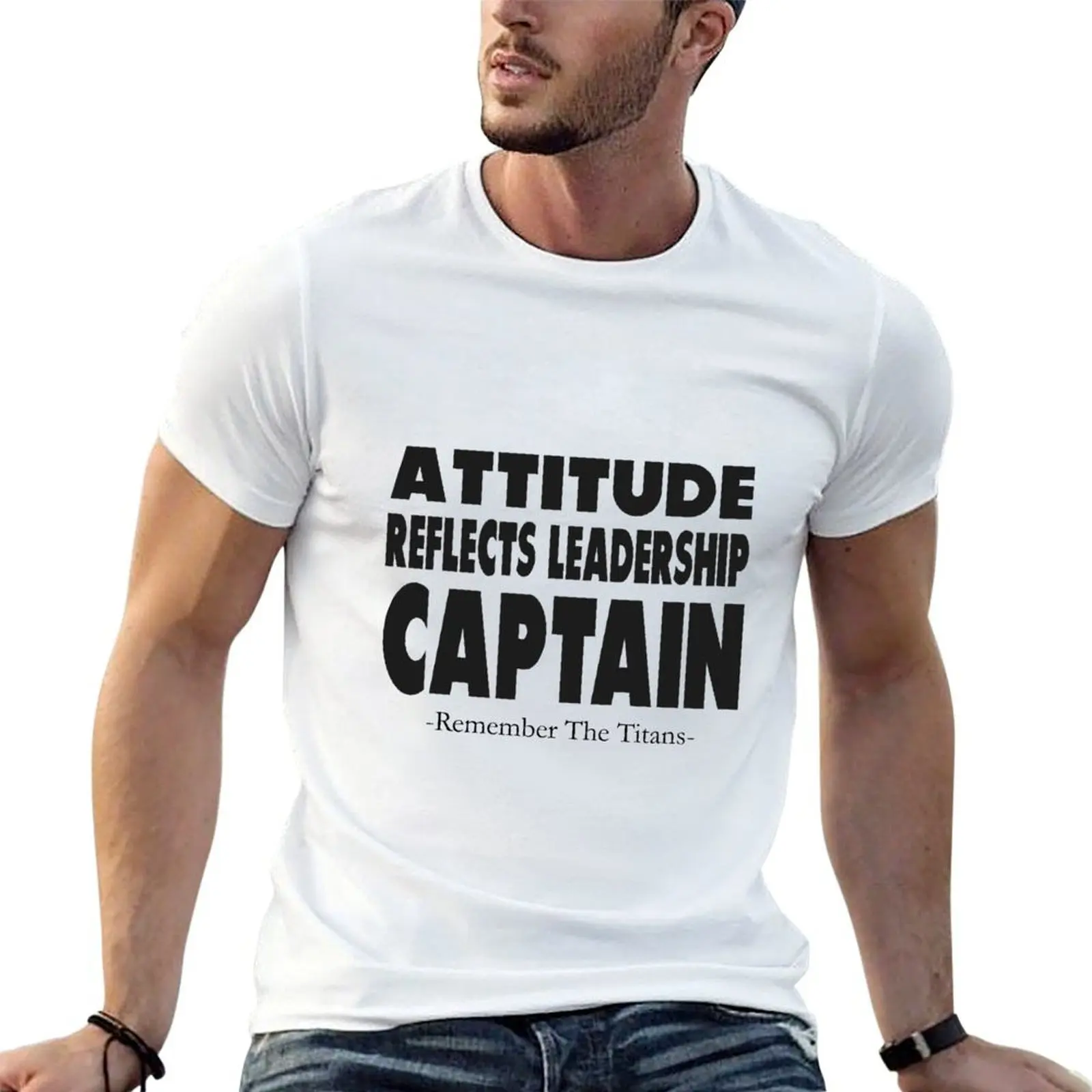 Attitude reflects leadership captain T-Shirt summer clothes cheap stuff Short sleeve tee men