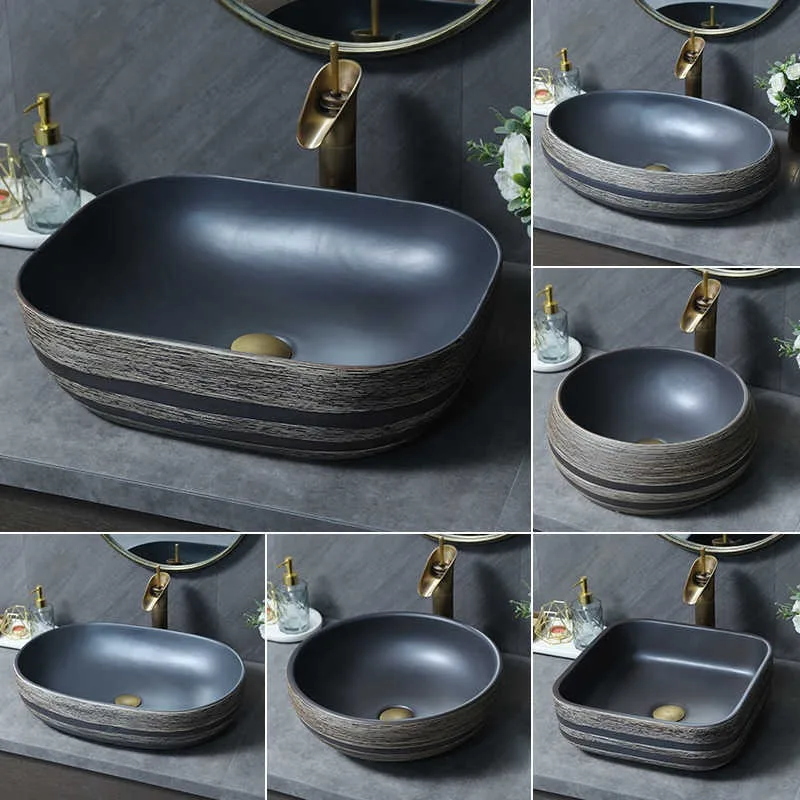 Fashion European Style Countertop Basin, Bathroom Art Basin, Rectangular Washbasin,  Balcony Basin, Creative Washbasin