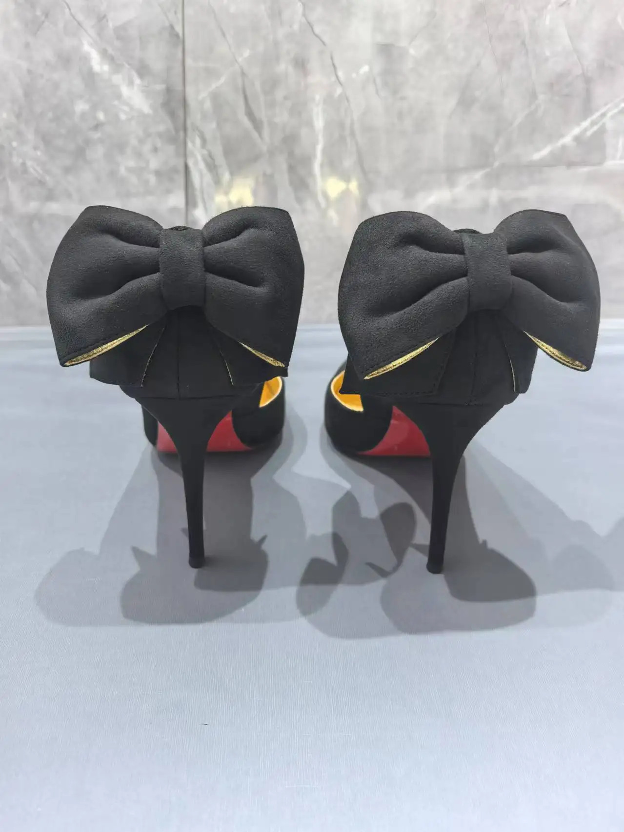 أسود فراشة عقدة النساء مضخات الأحمر وحيد أشار تو الضحلة رقيقة عالية الكعب الانزلاق على الإناث حذا فردي للسيدات حجم كبير مثير Shallo #5