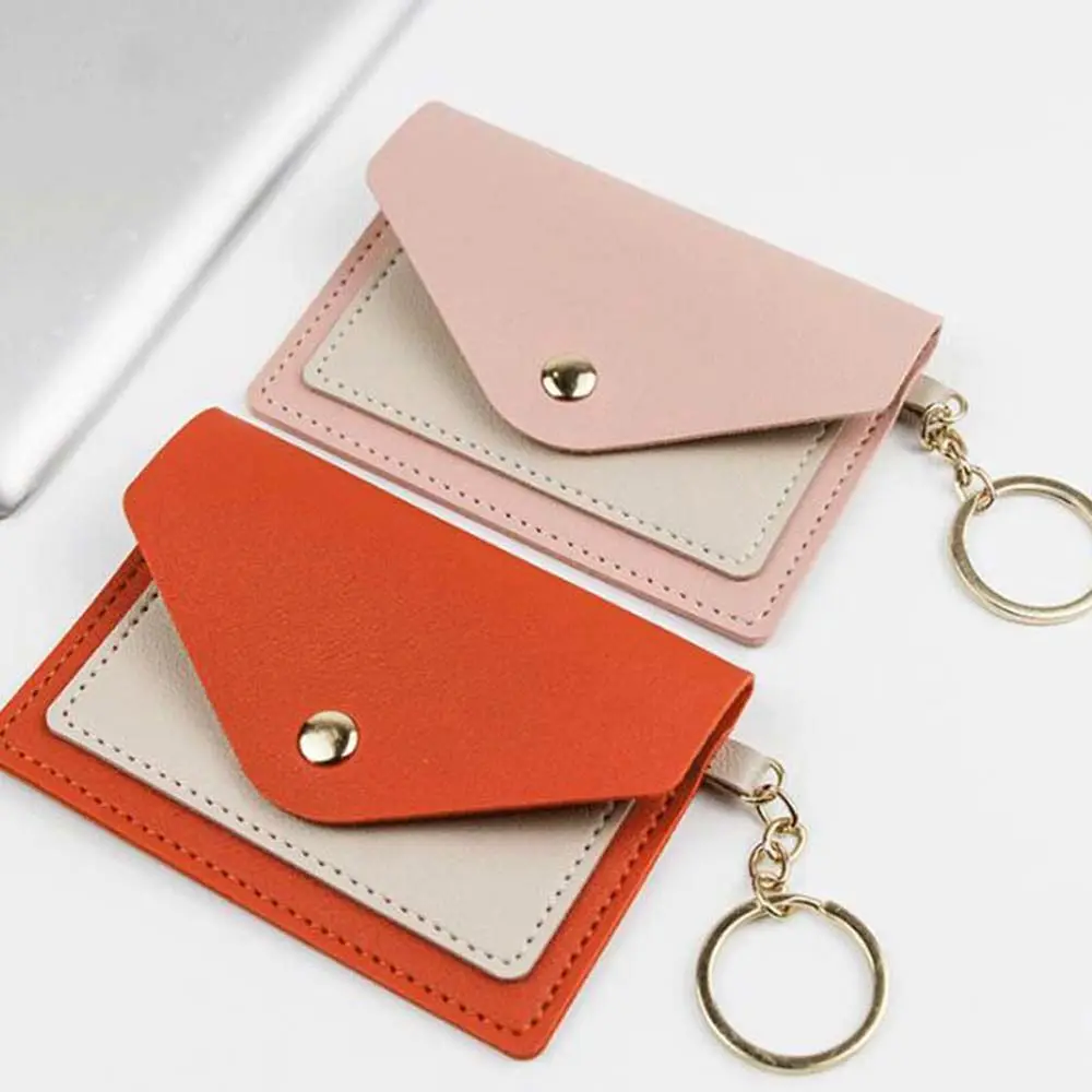 

With Keychain Student Business Card Cover Coin Pocket Coin Purse Korean Style Card Holder Slim Wallet ID Card Holders